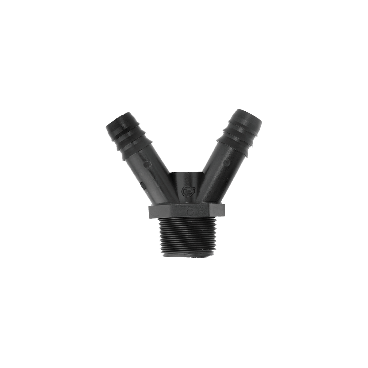 Barbed Y connector fitting for irrigation systems