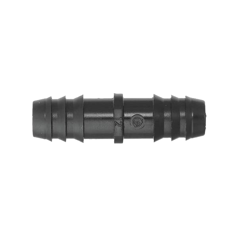 Straight barb connector fitting for irrigation pipe systems