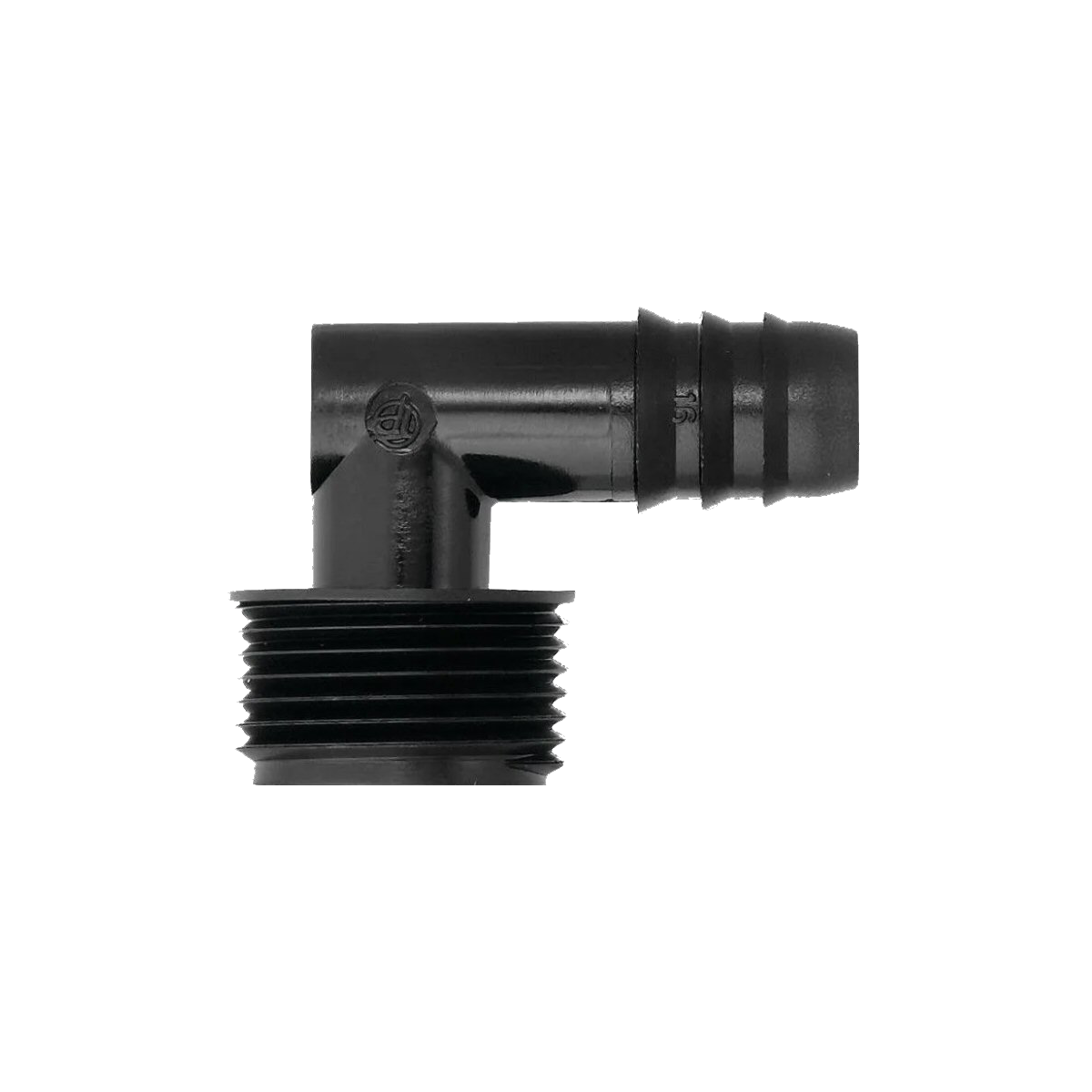 Barbed elbow male adaptor fitting for irrigation systems