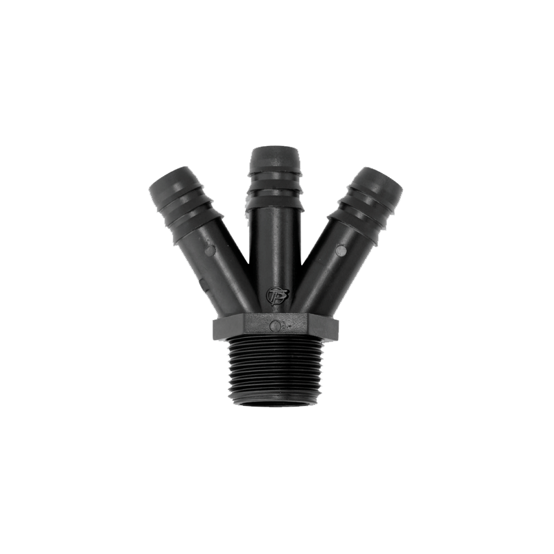 Barbed fork connector fitting for irrigation systems