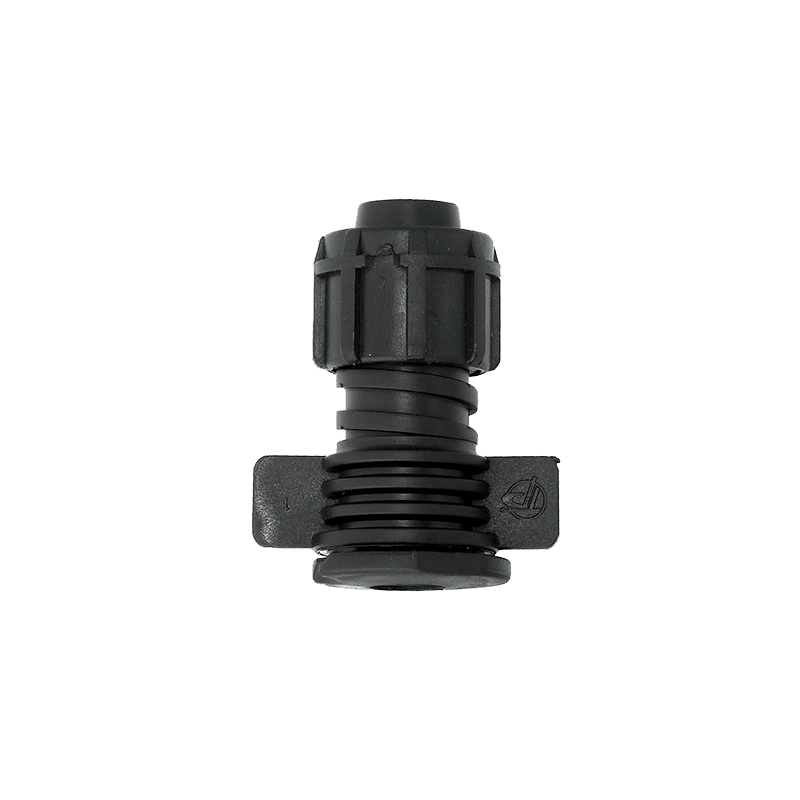 Drip tape lay flat starter connector for irrigation systems