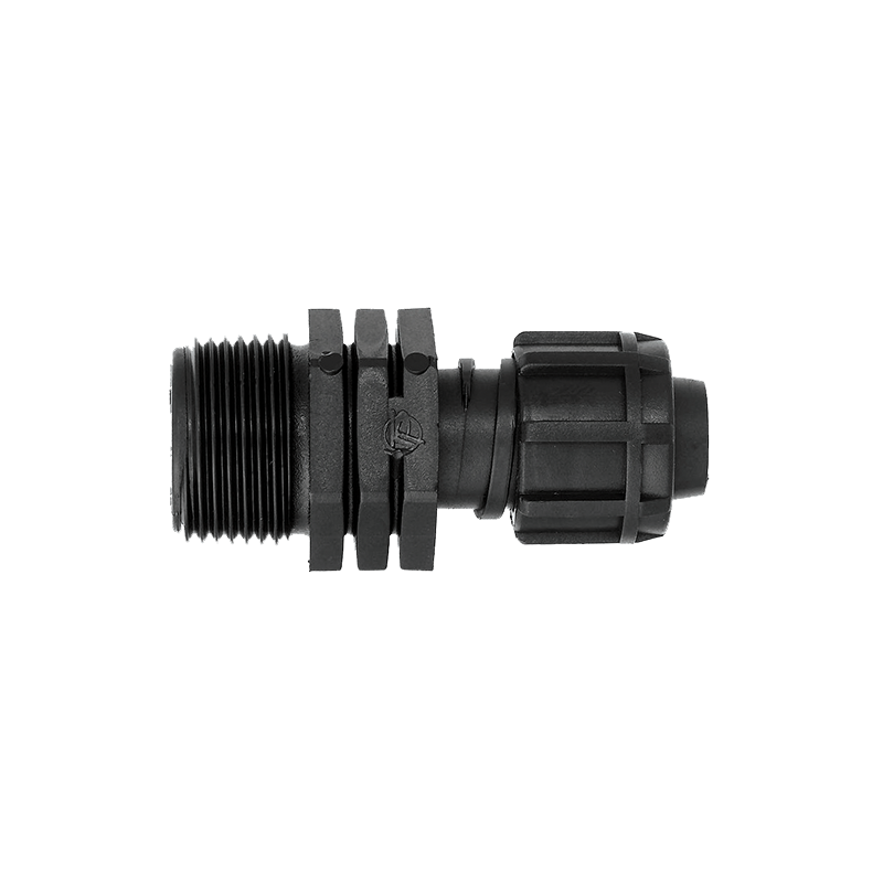 Drip tape male threaded adaptor for irrigation systems