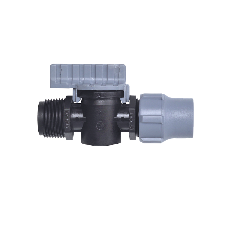 Dripline valve nut lock male threaded connector