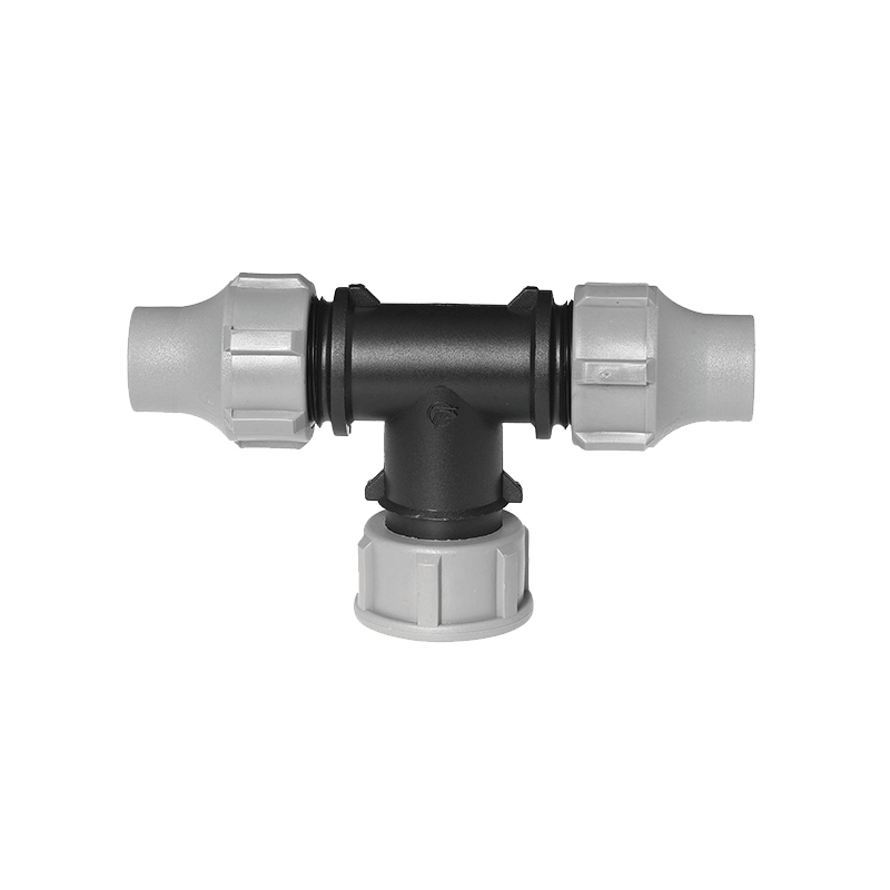Female swivel tee nut lock fitting for irrigation systems
