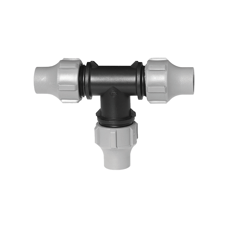 Nut lock tee fitting for irrigation and water pipe systems