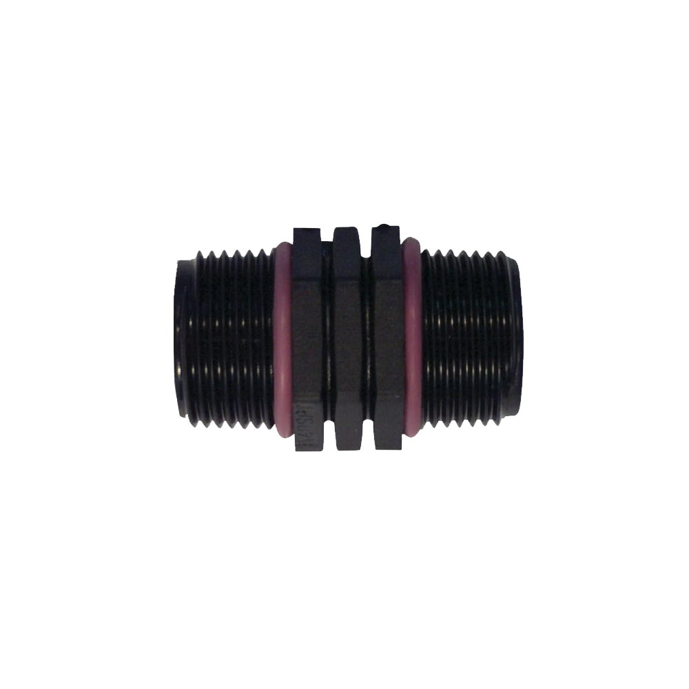 Self seal BSP threaded nipple fitting for PVC pipe systems