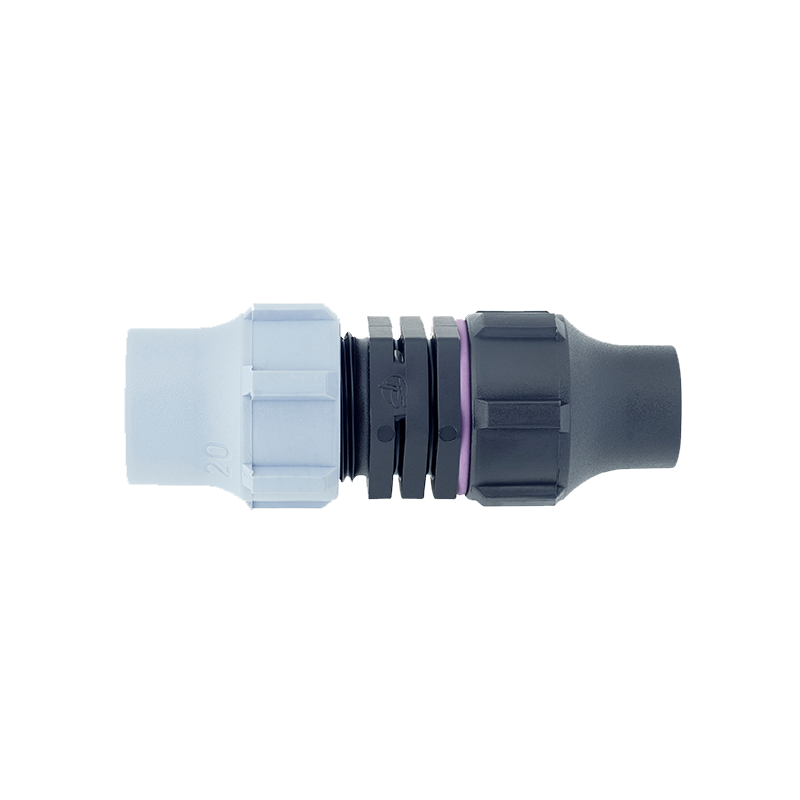 End line flush valve with nut lock connection for dripline irrigation systems