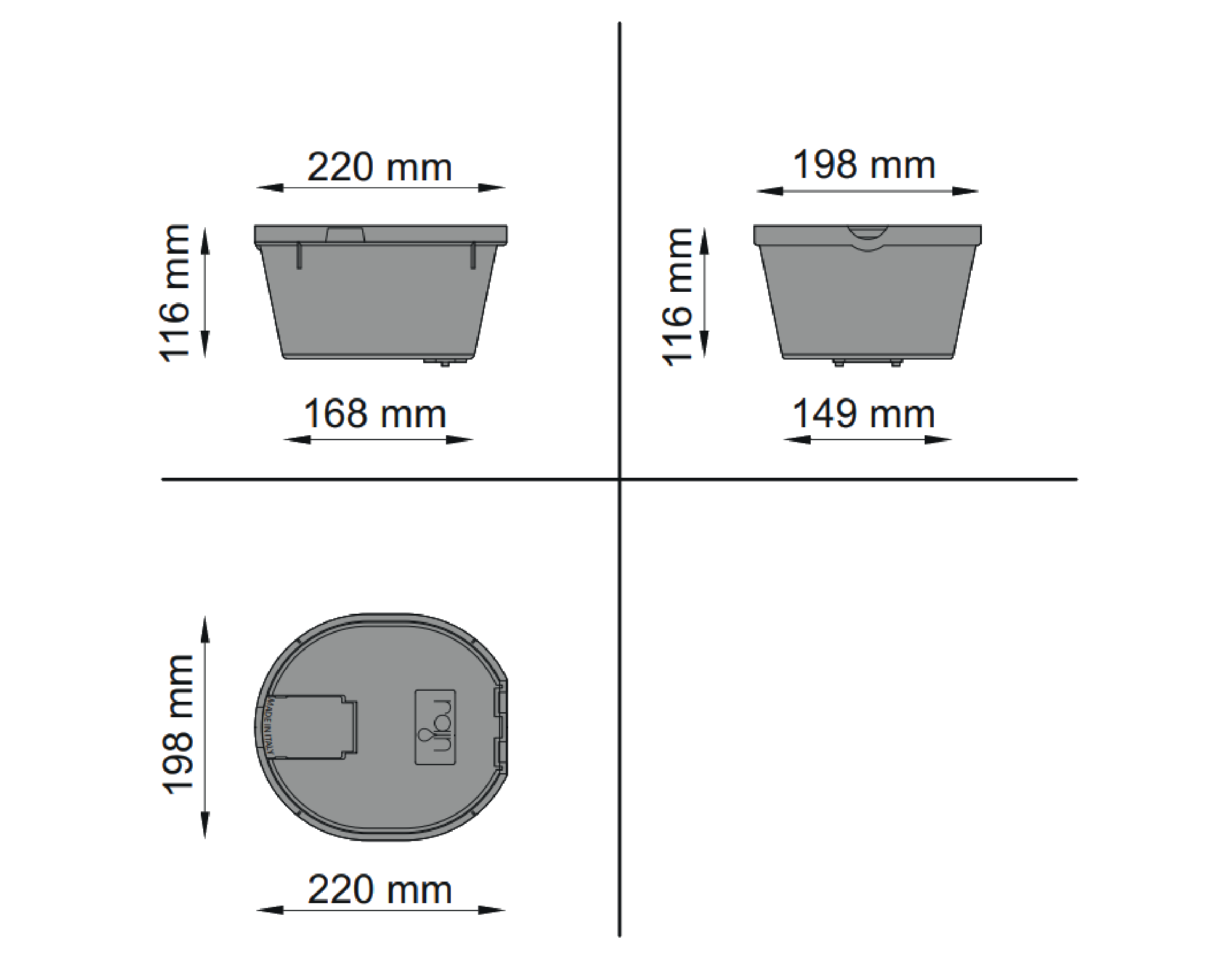 valve box with tap Dimensions