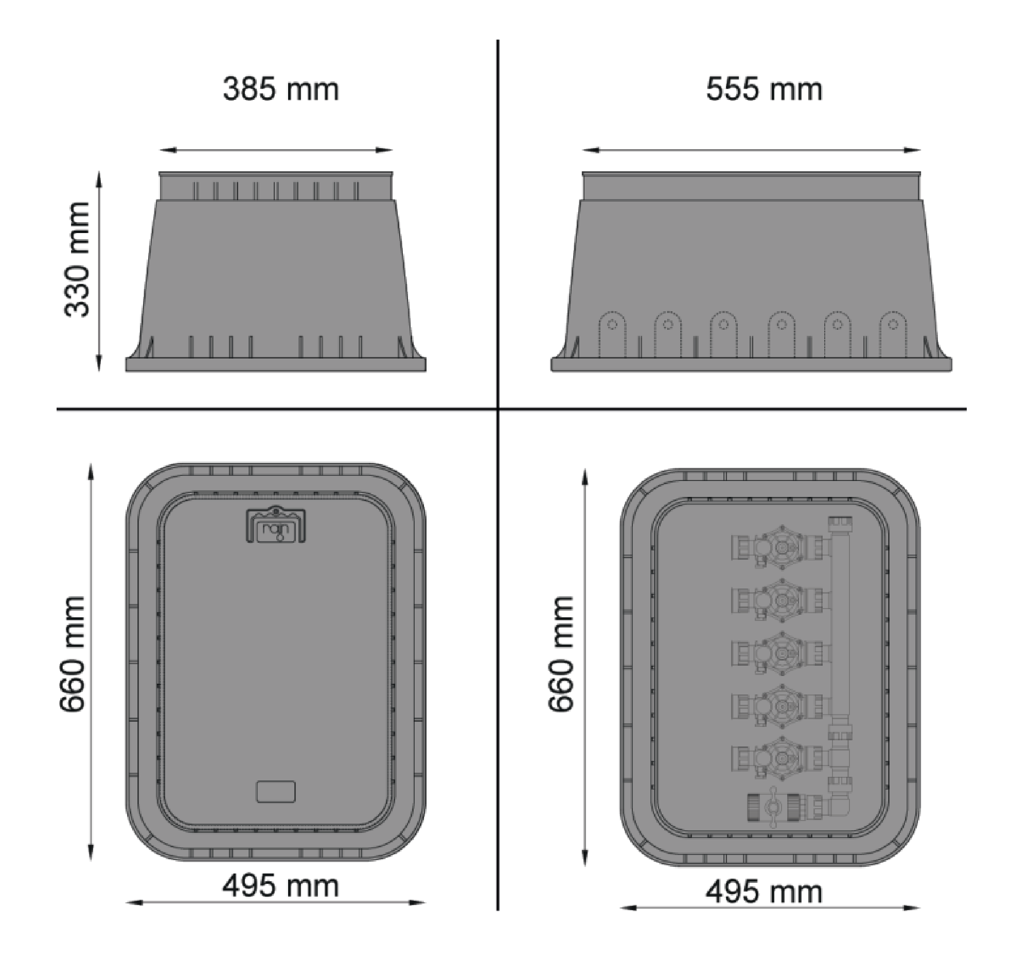 55cm rectangular valve box
